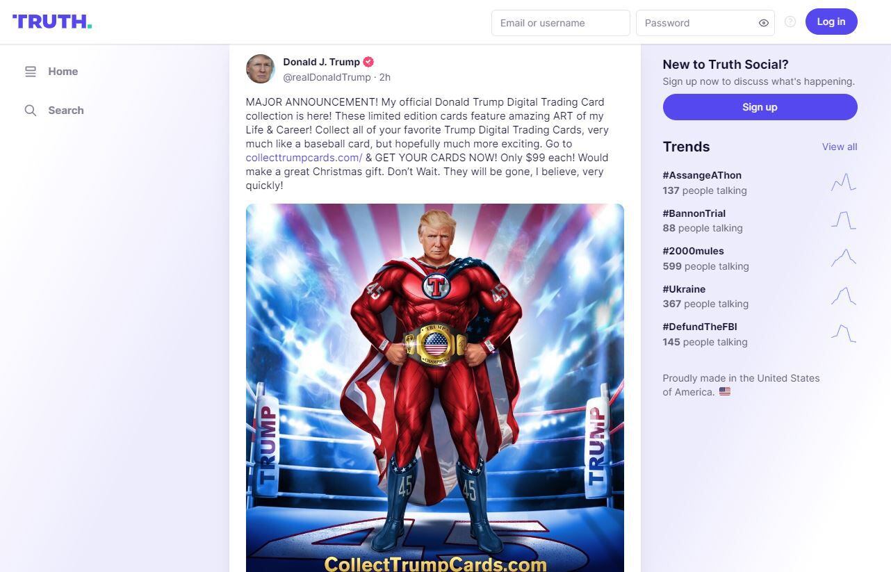 Trump Sells $99 NFT Trading Cards of Himself, Confusing Allies