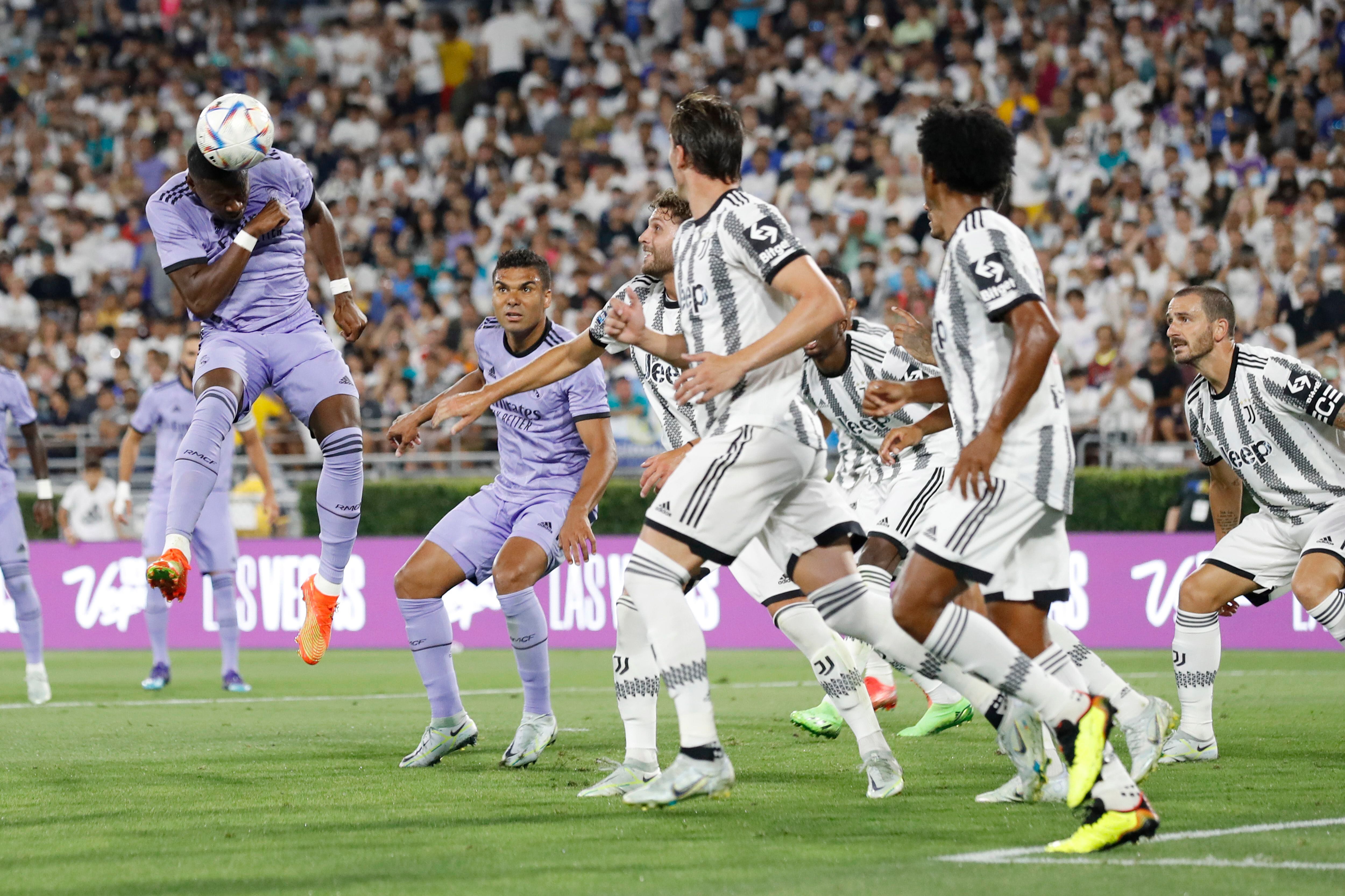 July 30, 2022 Karim Benzema #9 of Real Madrid celebrates after scoring a  goal on a penalty kick during the pre season friendly between Real Madrid  and Juventus at the Rose Bowl