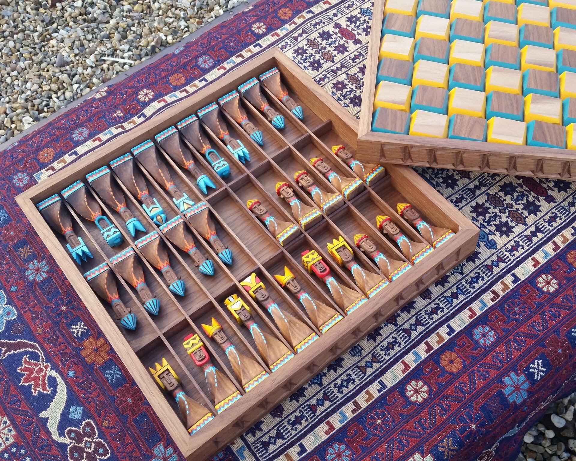 Folding Chess Game + Wood Chips (Syrian inlay) - Arab Home Decor